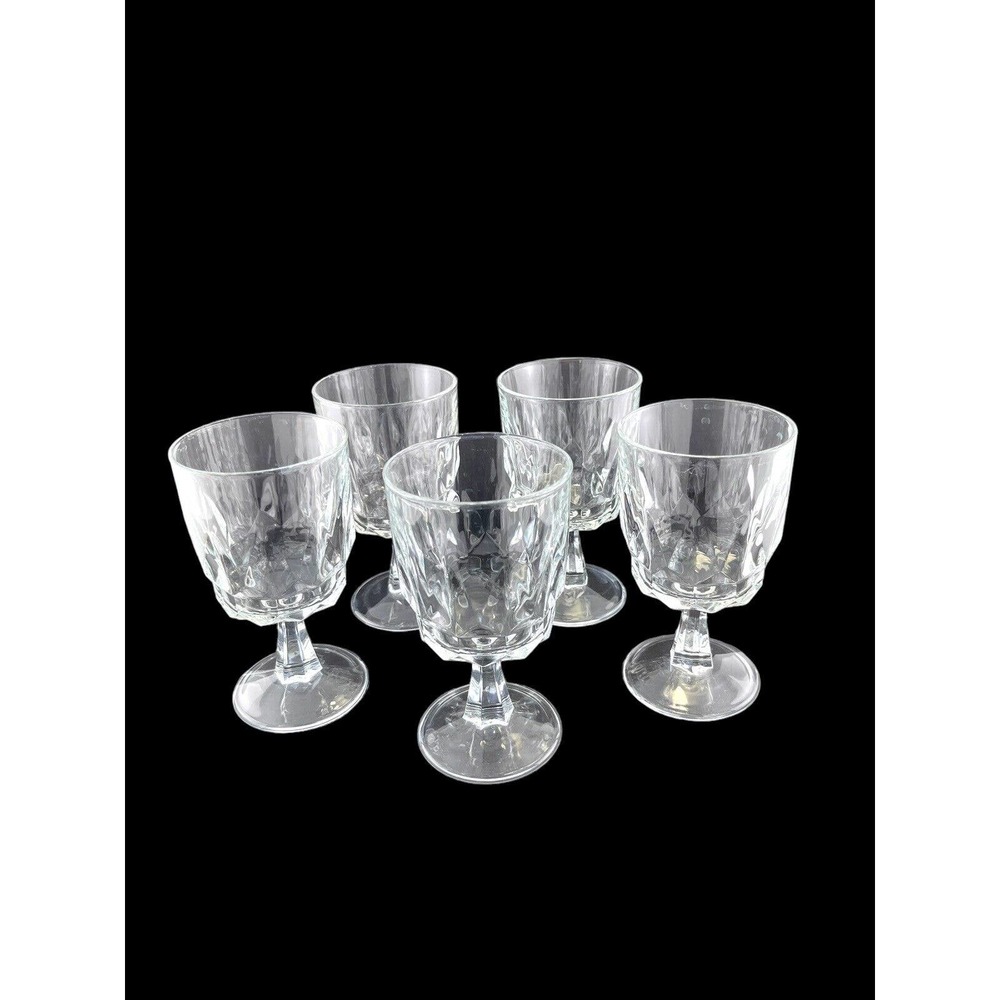 Arcoroc France Glass Goblet 5.75" Tall Old-Fashoned Clear Set Of 5 Excellent‎
